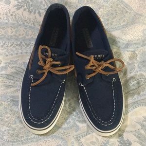 Navy and White Sperrys Top Siders